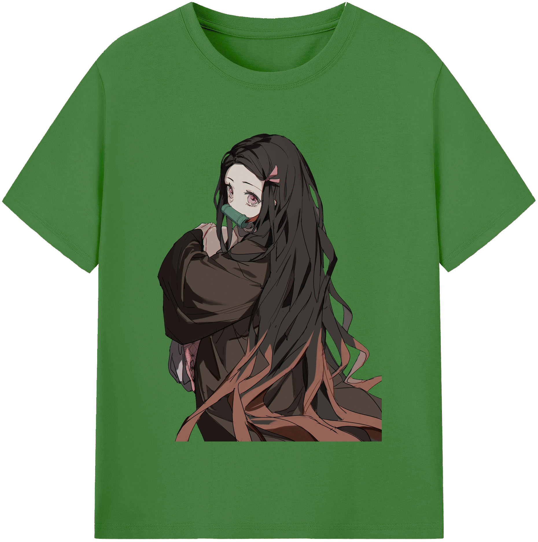 （画像用） 鬼滅の刃（きめつのやいば）竈門 禰󠄀豆子／かまど ねずこ Kamado Nezuko レディースカジュアルプリントTシャツ（綿100％）